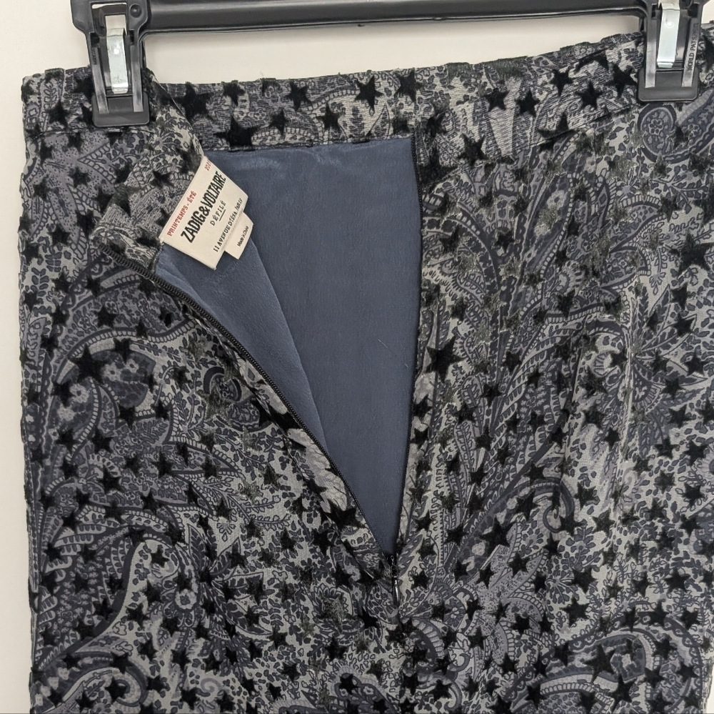 Zadig & Voltaire Jamelia Burnout Stars Skirt Fairy Designer Whimsigoth Size 38 - Picture 6 of 13